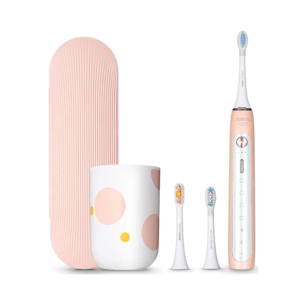 Электрическая зубная щетка SOOCAS X5 Electric Toothbrush (футляр + 3 насадки), розовая